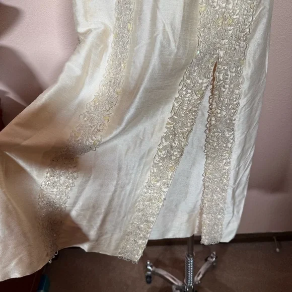 Art deco 1920 1940 Antique white beaded Sleeveless Formal midi flapper Dress - Picture 8 of 16